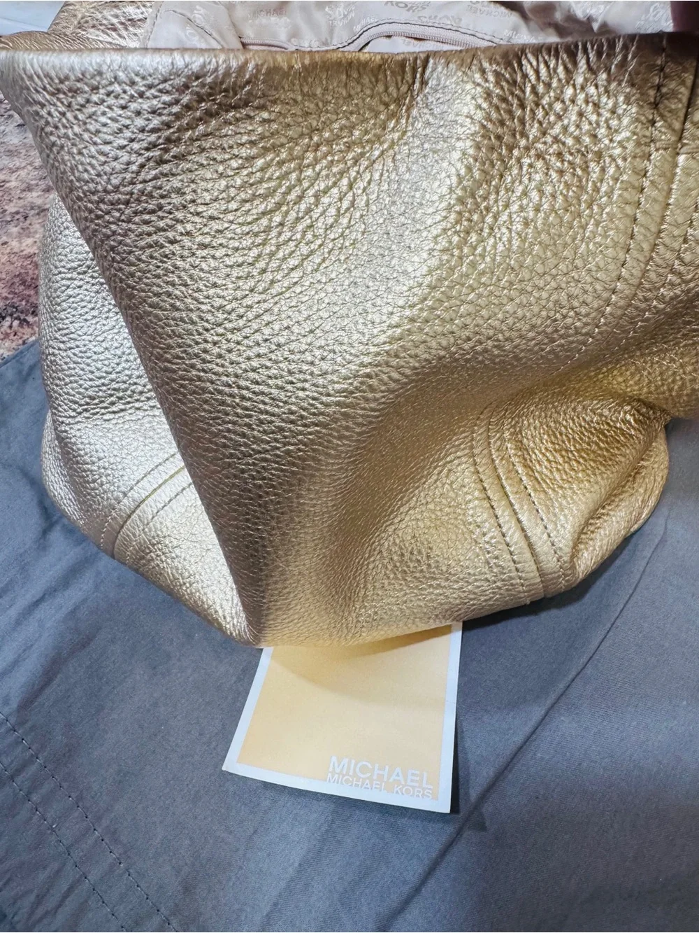 Michael Kors Metallic Champagne Leather Shoulder Bag